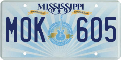 MS license plate MOK605