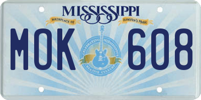 MS license plate MOK608