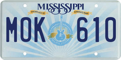 MS license plate MOK610