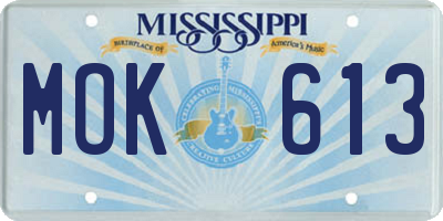 MS license plate MOK613