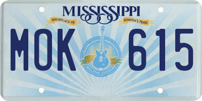 MS license plate MOK615