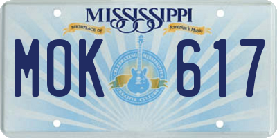 MS license plate MOK617