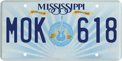 MS license plate MOK618