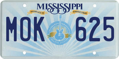MS license plate MOK625