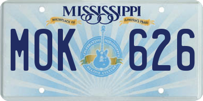 MS license plate MOK626