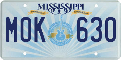 MS license plate MOK630