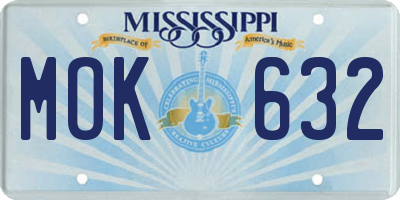 MS license plate MOK632