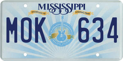MS license plate MOK634