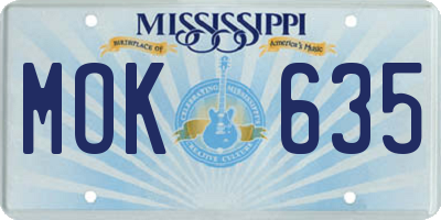 MS license plate MOK635