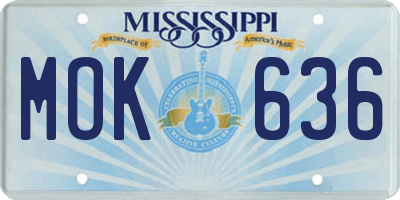 MS license plate MOK636