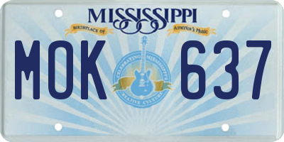 MS license plate MOK637