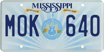 MS license plate MOK640