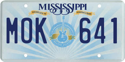 MS license plate MOK641