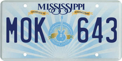 MS license plate MOK643