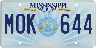 MS license plate MOK644