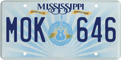 MS license plate MOK646