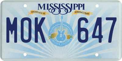 MS license plate MOK647