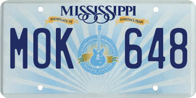 MS license plate MOK648