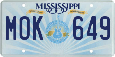 MS license plate MOK649
