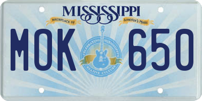 MS license plate MOK650