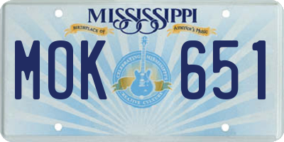 MS license plate MOK651