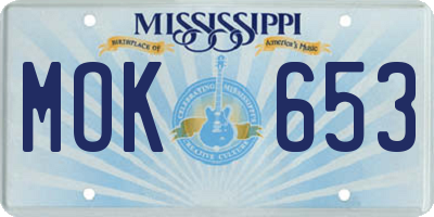MS license plate MOK653