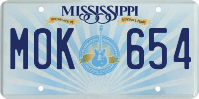 MS license plate MOK654