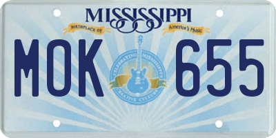 MS license plate MOK655
