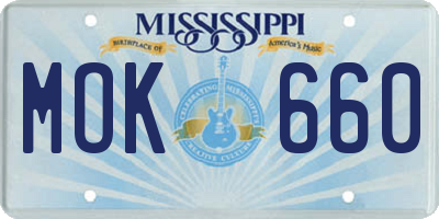 MS license plate MOK660