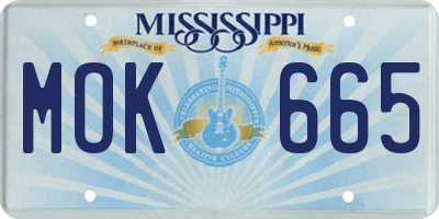 MS license plate MOK665