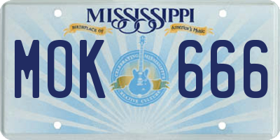 MS license plate MOK666