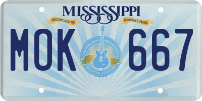 MS license plate MOK667