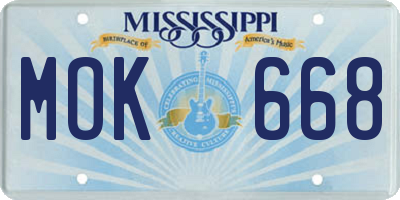 MS license plate MOK668