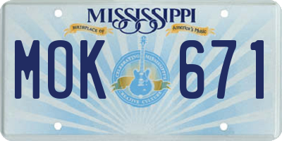 MS license plate MOK671