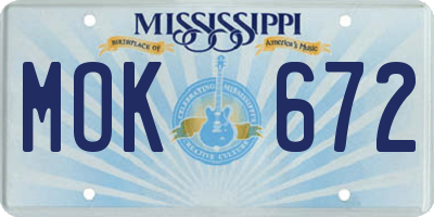 MS license plate MOK672
