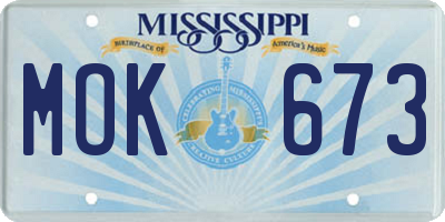 MS license plate MOK673