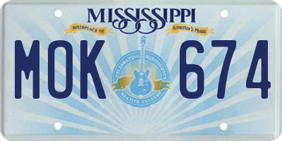 MS license plate MOK674