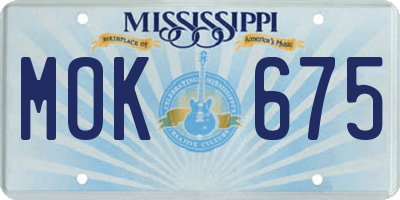 MS license plate MOK675