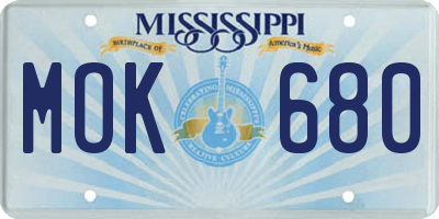 MS license plate MOK680