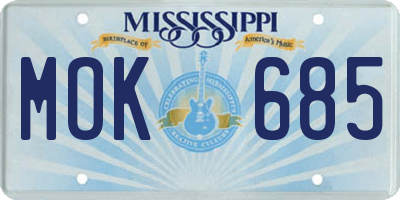 MS license plate MOK685