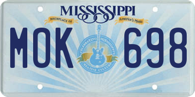 MS license plate MOK698