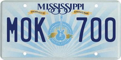 MS license plate MOK700