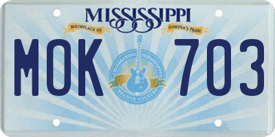 MS license plate MOK703