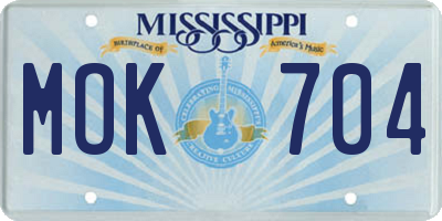 MS license plate MOK704