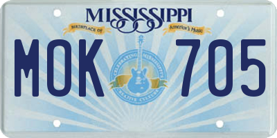 MS license plate MOK705