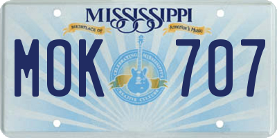 MS license plate MOK707
