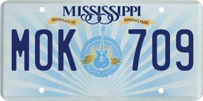 MS license plate MOK709