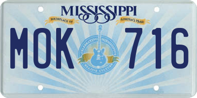 MS license plate MOK716