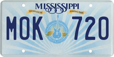 MS license plate MOK720