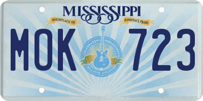 MS license plate MOK723